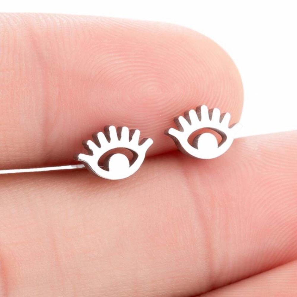 💥3for$28 New UO Dainty Minimalist Stainless Steel Evil Eye Silver Studs